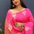 Rani pink silk blend banarasi saree with golden zari buti and border