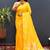 Mustard yellow silk blend banarasi saree with golden zari buti and border