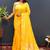 Mustard yellow silk blend banarasi saree with golden zari buti and border