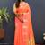 Peach silk blend banarasi saree with golden zari buti and border