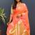 Peach silk blend banarasi saree with golden zari buti and border