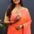 Peach silk blend banarasi saree with golden zari buti and border