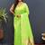 Lime green silk blend banarasi saree with golden zari buti and border