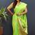 Lime green silk blend banarasi saree with golden zari buti and border