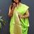 Lime green silk blend banarasi saree with golden zari buti and border