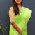 Lime green silk blend banarasi saree with golden zari buti and border