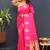 Rani pink silk blend banarasi saree with golden zari buti and border