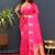 Rani pink silk blend banarasi saree with golden zari buti and border