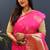 Rani pink silk blend banarasi saree with golden zari buti and border