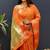 Orange silk blend banarasi saree with golden zari buti and border