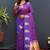 Purple silk blend banarasi saree with golden zari buti and border
