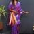 Purple silk blend banarasi saree with golden zari buti and border