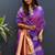 Purple silk blend banarasi saree with golden zari buti and border