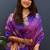 Purple silk blend banarasi saree with golden zari buti and border