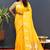 Mustard yellow silk blend banarasi saree with golden zari buti and border