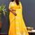 Mustard yellow silk blend banarasi saree with golden zari buti and border