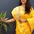Mustard yellow silk blend banarasi saree with golden zari buti and border