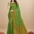Green silk blend banarasi saree with copper zari weaving, floral border