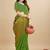 Green silk blend banarasi saree with copper zari weaving, floral border
