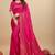 Rani pink silk blend banarasi saree with copper zari weaving, floral border