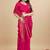 Rani pink silk blend banarasi saree with copper zari weaving, floral border