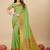 Light green silk blend banarasi saree with copper zari weaving, floral border
