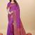 Magenta purple silk blend banarasi saree with copper zari weaving, floral border