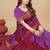 Magenta purple silk blend banarasi saree with copper zari weaving, floral border