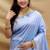 Lavender silk blend banarasi saree with silver zari border and peacock pallu