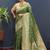 Dark green silk blend banarasi saree with all-over gold zari jaal work