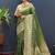 Dark green silk blend banarasi saree with all-over gold zari jaal work