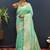 Mint green silk blend banarasi saree with all-over gold zari jaal work