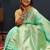 Mint green silk blend banarasi saree with all-over gold zari jaal work
