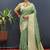 Olive green silk blend banarasi saree with all-over gold zari jaal work