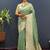 Olive green silk blend banarasi saree with all-over gold zari jaal work