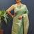 Olive green silk blend banarasi saree with all-over gold zari jaal work