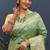 Olive green silk blend banarasi saree with all-over gold zari jaal work