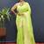 Lime green silk blend banarasi saree with all-over gold zari jaal work
