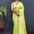 Lime green silk blend banarasi saree with all-over gold zari jaal work