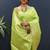 Lime green silk blend banarasi saree with all-over gold zari jaal work
