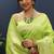 Lime green silk blend banarasi saree with all-over gold zari jaal work