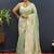 Mint green silk blend banarasi saree with all-over gold zari jaal work