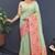 Mint green banarasi silk blend saree with multicolor paithani floral border & pallu