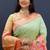 Mint green banarasi silk blend saree with multicolor paithani floral border & pallu