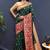 Bottle green banarasi silk blend saree with multicolor paithani floral border & pallu