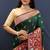 Bottle green banarasi silk blend saree with multicolor paithani floral border & pallu
