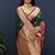Bottle green banarasi silk blend saree with multicolor paithani floral border & pallu