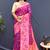 Magenta pink banarasi silk blend saree with multicolor paithani floral border & pallu