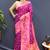 Magenta pink banarasi silk blend saree with multicolor paithani floral border & pallu