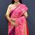 Magenta pink banarasi silk blend saree with multicolor paithani floral border & pallu